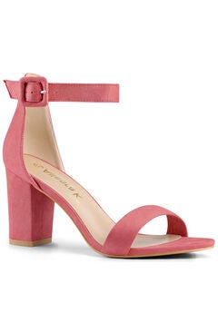 Open Toe Ankle Buckle Strap Block High Heel Sandals