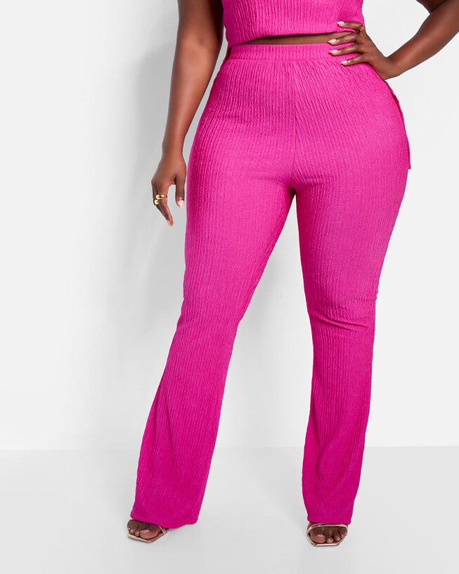 Mika Textured Bell Bottom Pants, Fuchsia / Deep Fuchsia, alternate image number 1