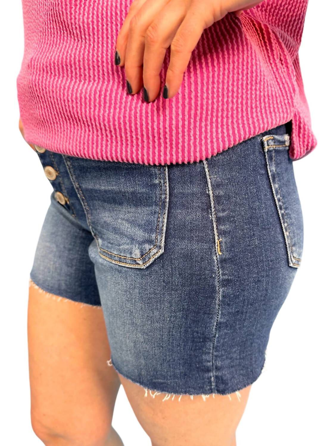 Denim Button Fly Shorts, Medium Wash / Medium Wash, alternate image number 2