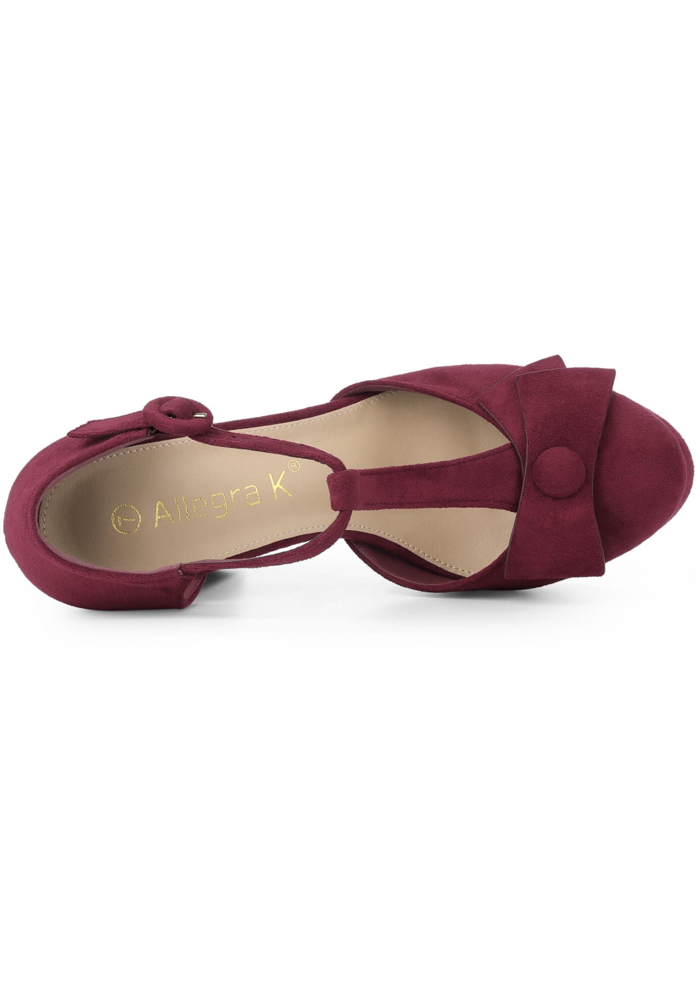 Mary Janes Platform Pumps Chunky Heels Dress Shoes, Burgundy / Burgundy, alternate image number 3
