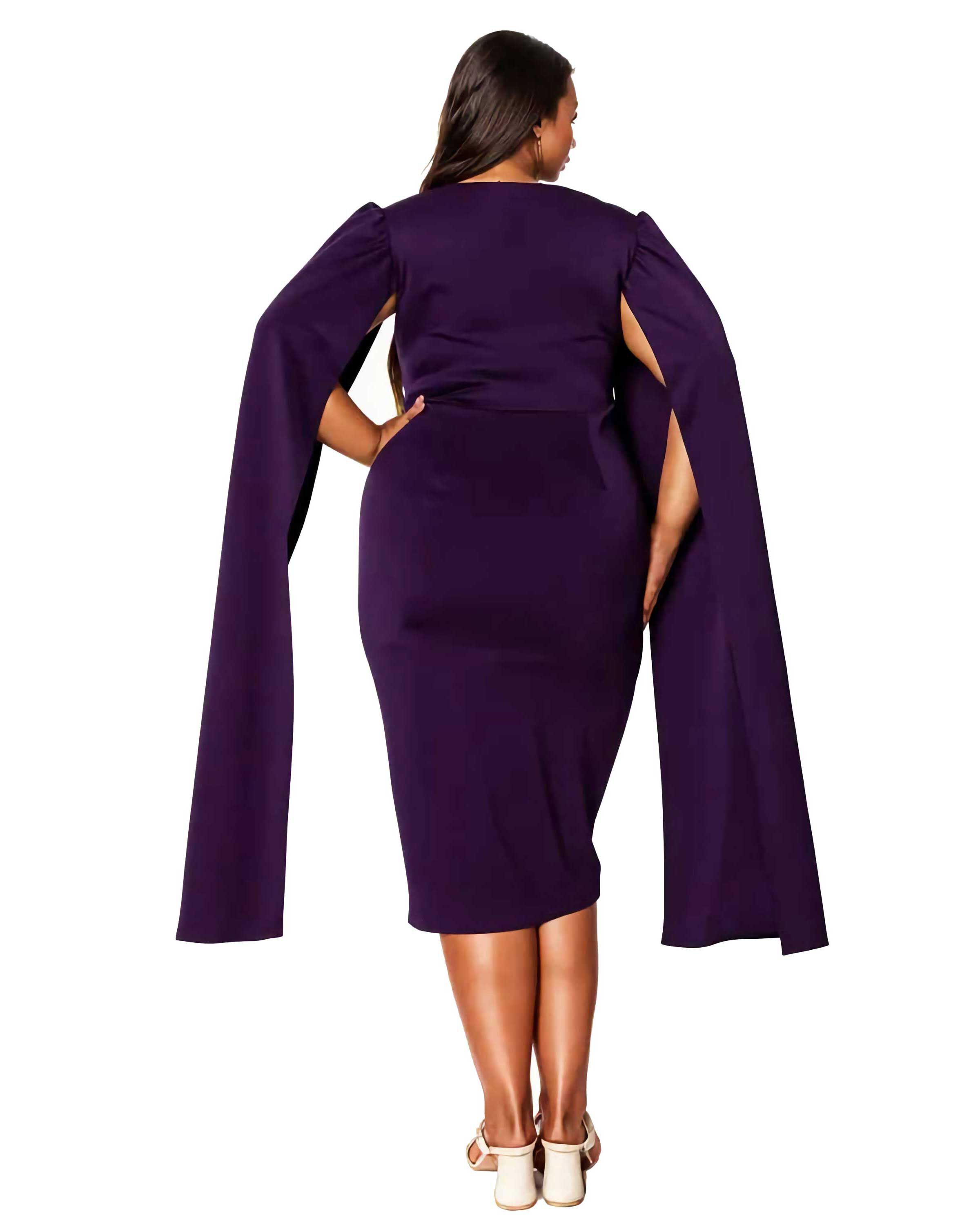 Naomi Cape Dress, Eggplant / Purple, alternate image number 2