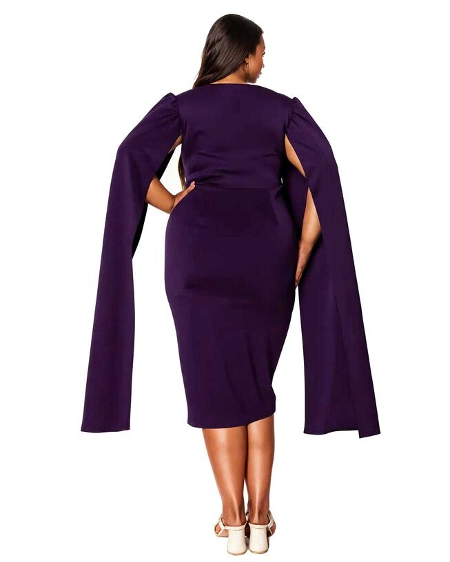 Naomi Cape Dress, Eggplant / Purple, alternate image number 2