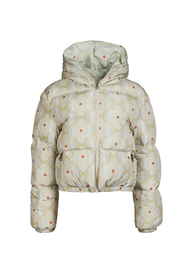 Cropped Printed Puffer, Cream / Cream, hi-res image number 0