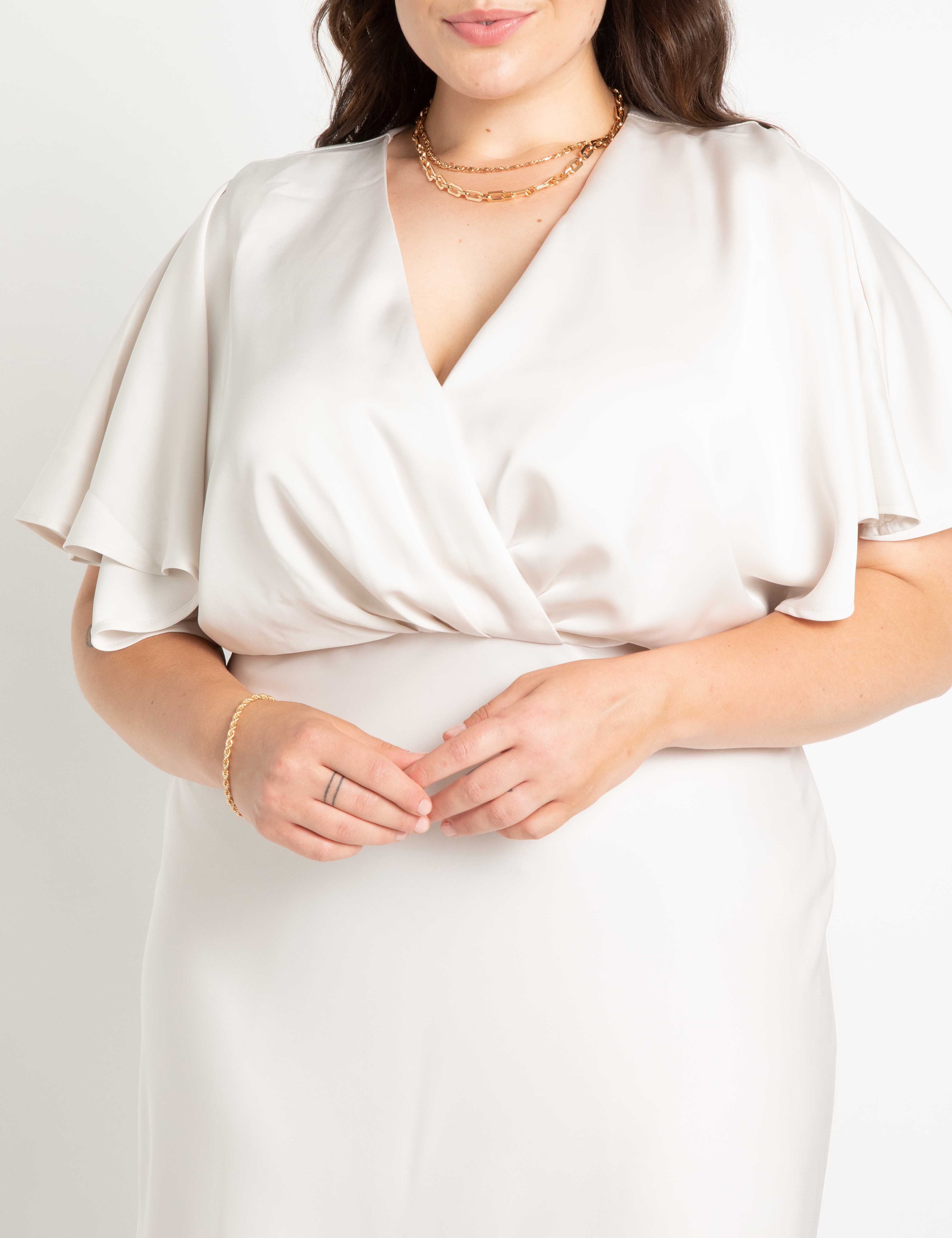 Kimono Sleeve Maxi Dress | White, White sand / White, alternate image number 1