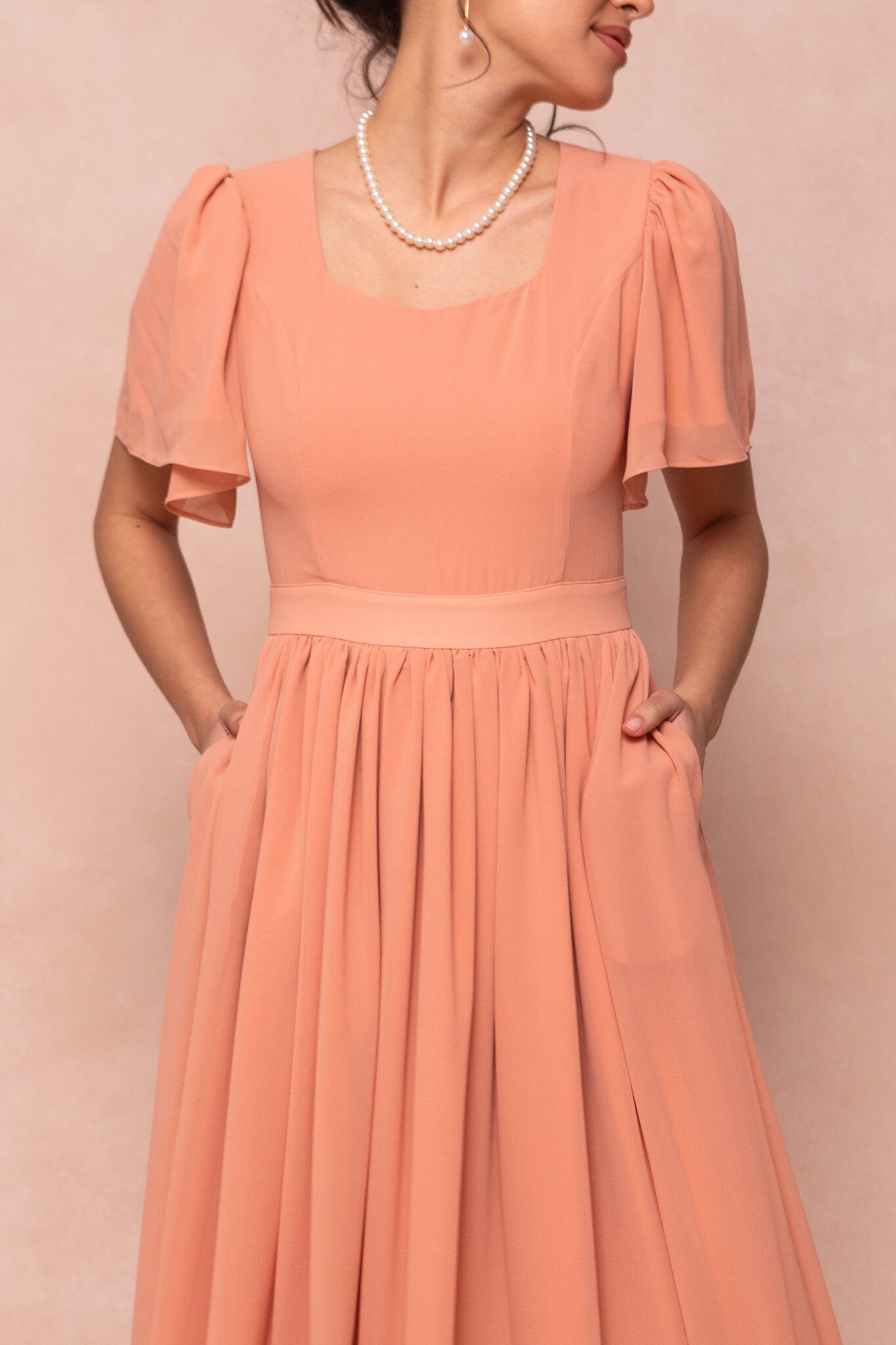 Abbie Dress, Apricot Crush / Peach, alternate image number 2