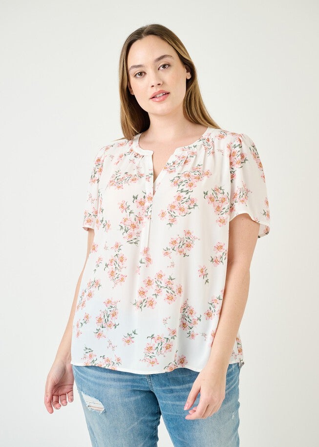 Chandler Short Sleeve Top, N538 Ivory / White, alternate image number 3