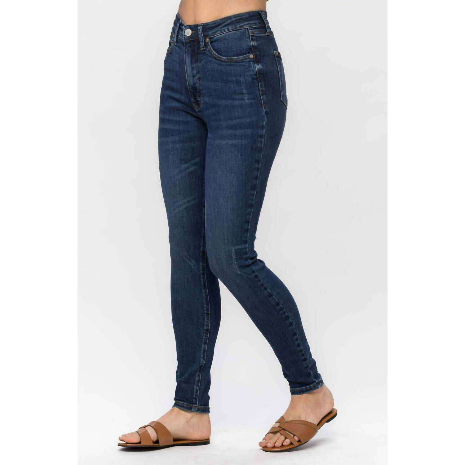 HIGH RISE CONTROL TOP SKINNY JEANS, Dark Wash / Dark Wash, alternate image number 1