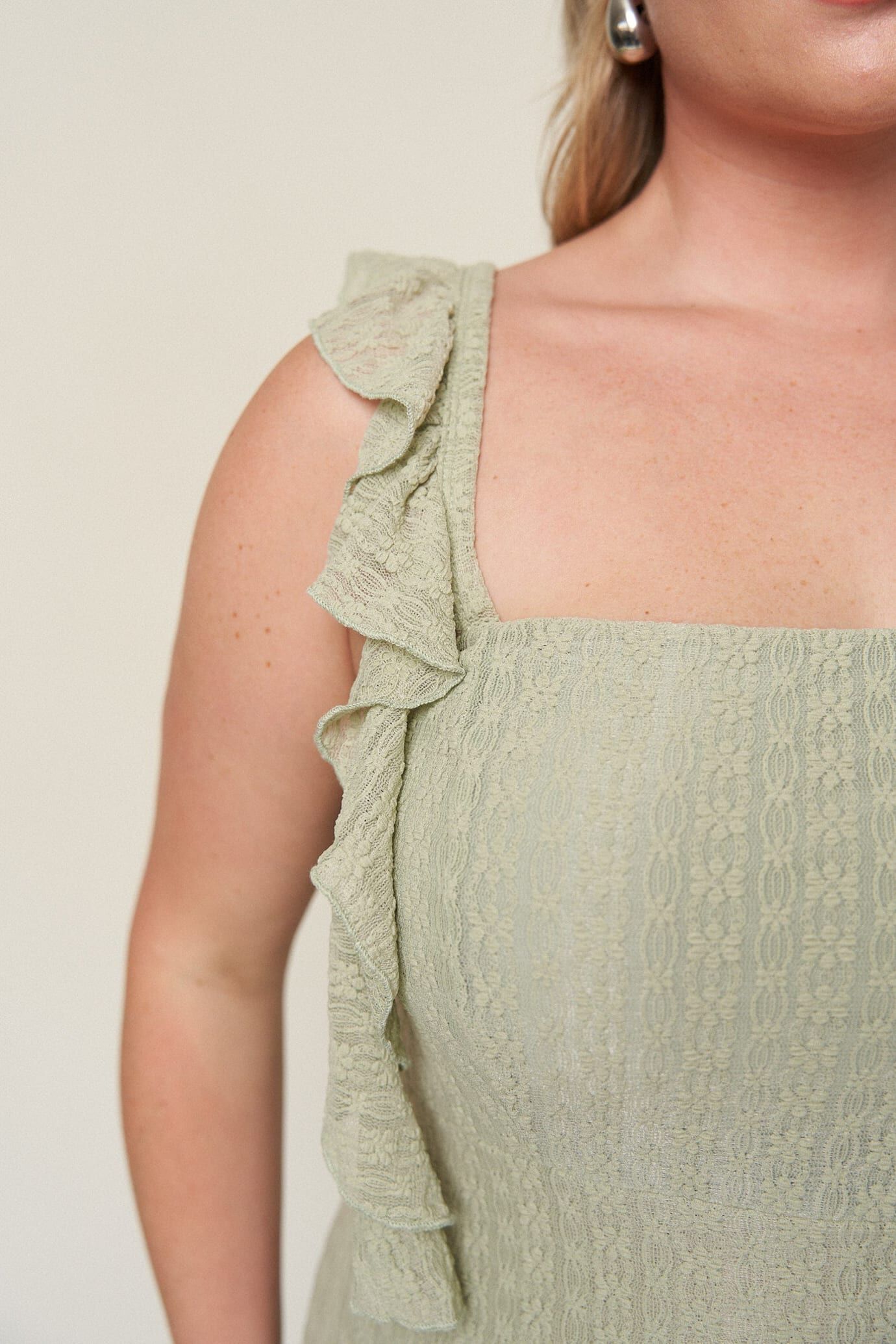 Maria Asymmetrical Lace Dress, Sage / Sage Green, alternate image number 2