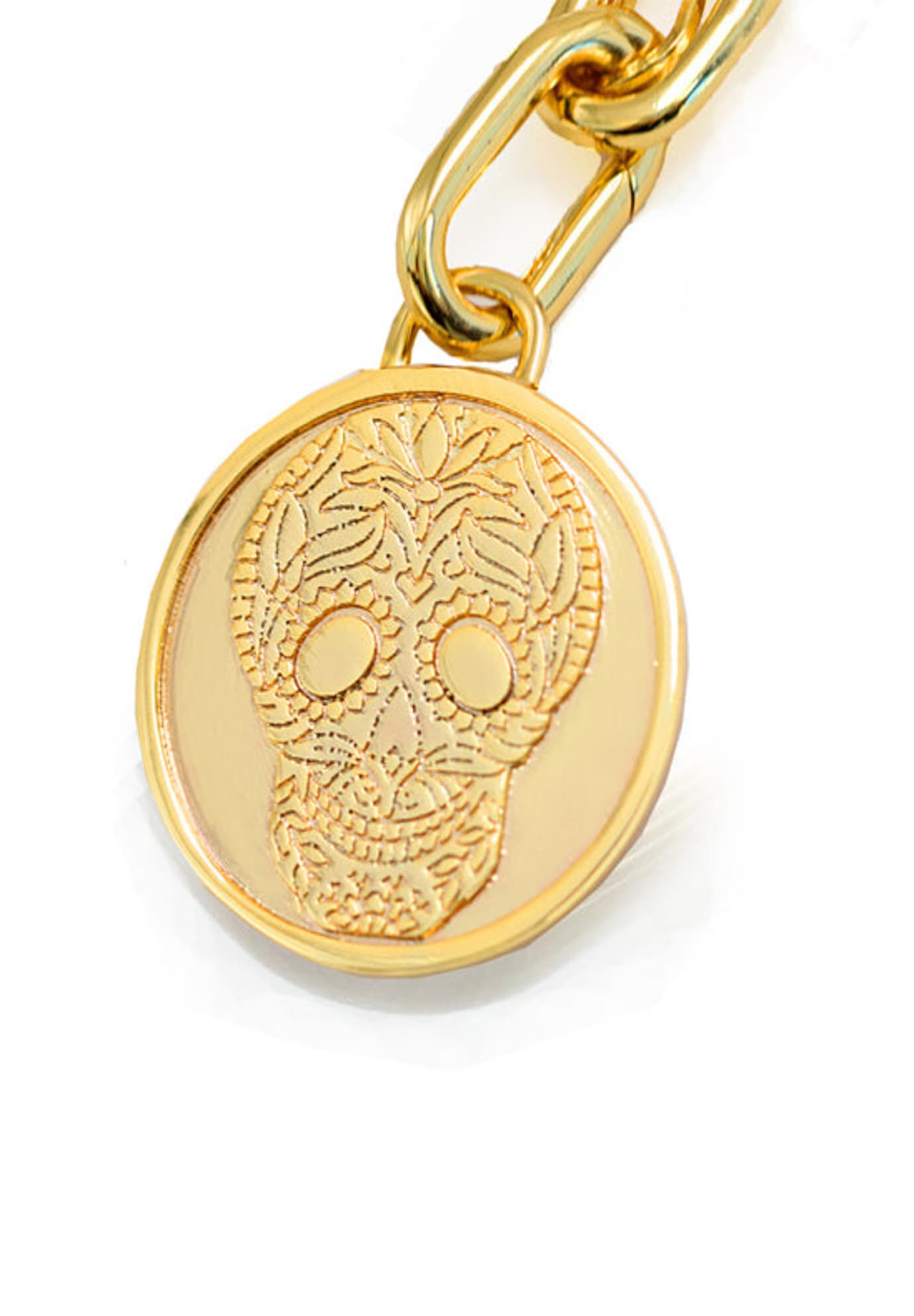 DAY OF THE DEAD Sugar Skull Mexican Necklace Charm | Pendant Only, Gold / Gold, hi-res image number 0