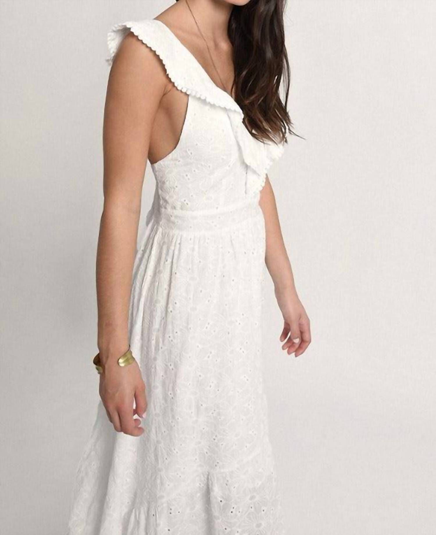 LADIES EYELET DRESS IN WHITE, , alternate image number 4