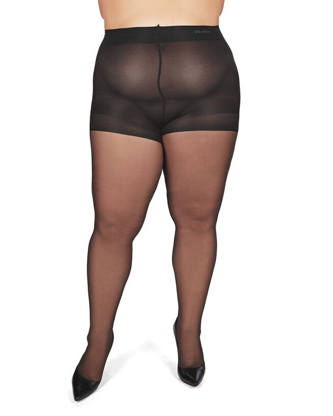 All Day Plus Size Curvy Sheer Control Top Pantyhose, Off Black / Black, alternate image number 1