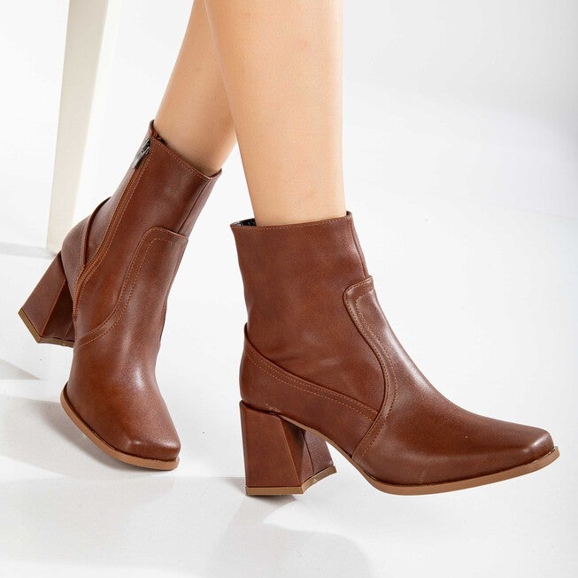 MAYA - COGNAC BROWN ANKLE BOOTS, BROWN / Brown, alternate image number 3