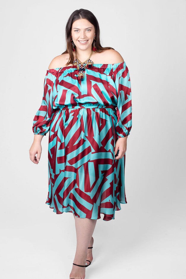 Edwina Midi Off Shoulder Dress, , alternate image number null