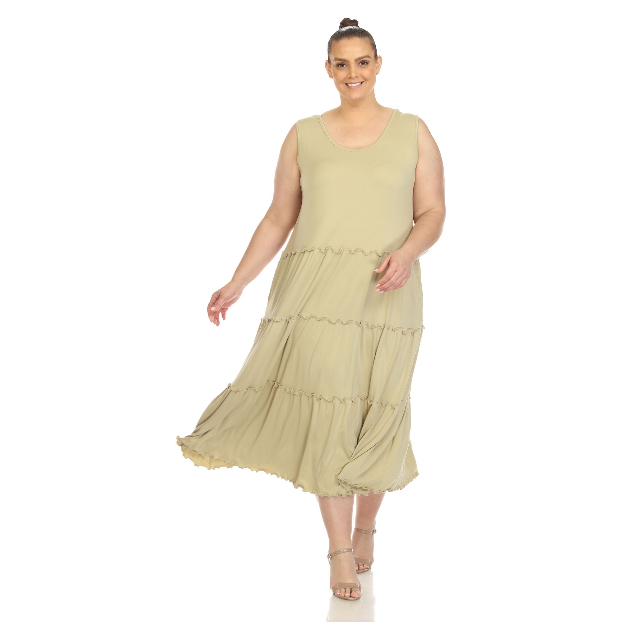 Scoop Neck Tiered Midi Dress, , alternate image number 8
