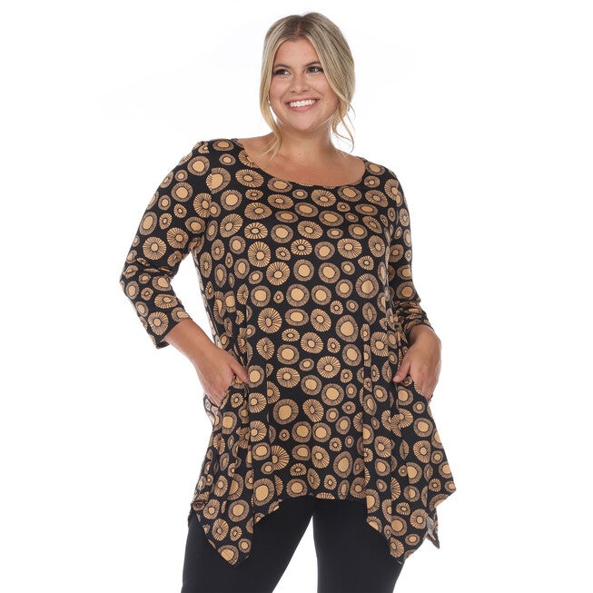 Printed Geometric Circle Tunic Top, , alternate image number null
