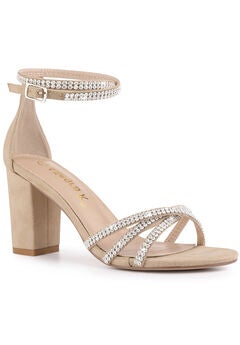 Rhinestones Strappy Chunky Heel Sandals