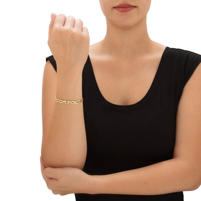 Gold-Plated Sterling Silver Diamond Accent "Mom" Slider Bracelet 10 inches, , alternate image number null