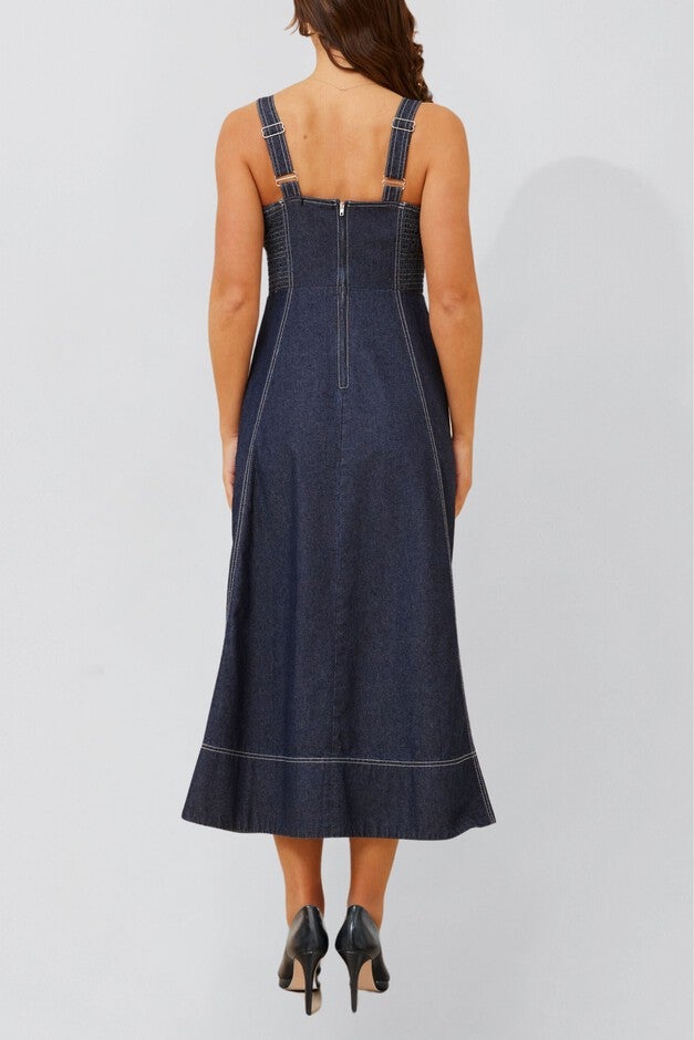 Annick - Charlie Denim Midi Dress Button Front, Navy / Navy, alternate image number 2