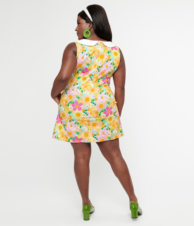 Smak Parlour 1960s Rainbow Mod Floral Sleeveless Shift Dress, , alternate image number null
