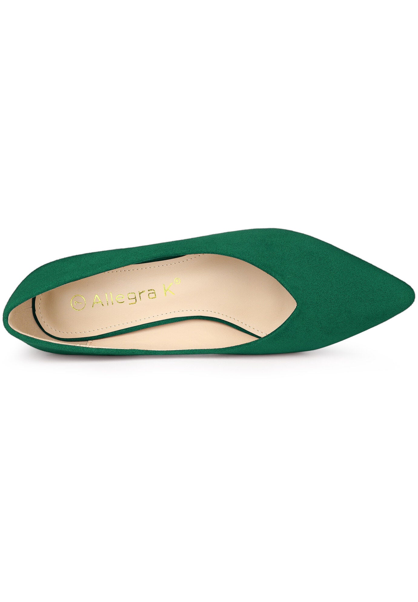 Pointy Toe Slip on Low Chunky Heels Pump, Green / Hunter Green, alternate image number 2