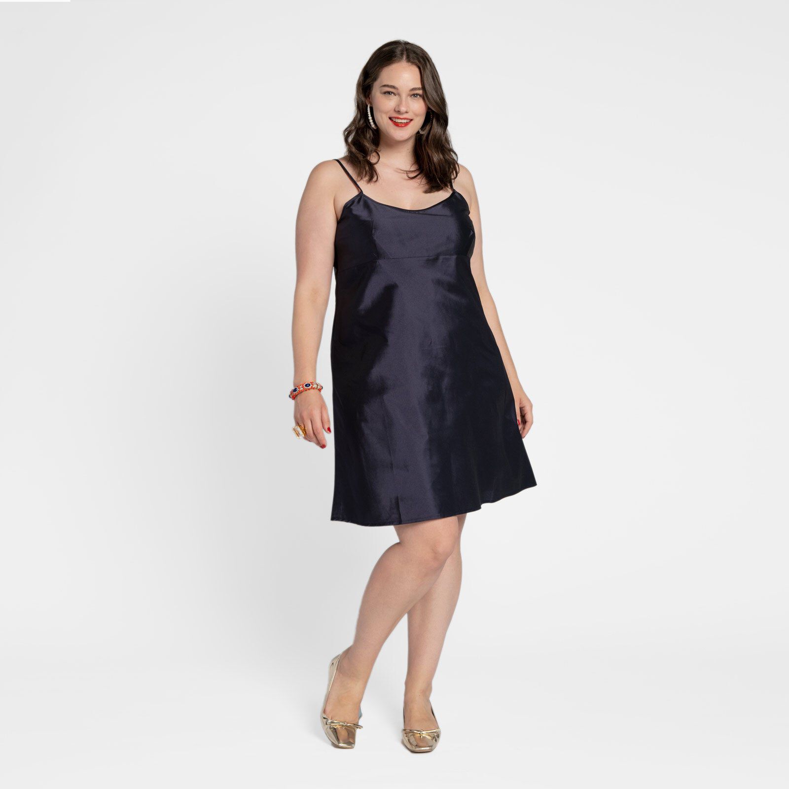 Slip Dress Navy, Navy / Black, hi-res image number 0