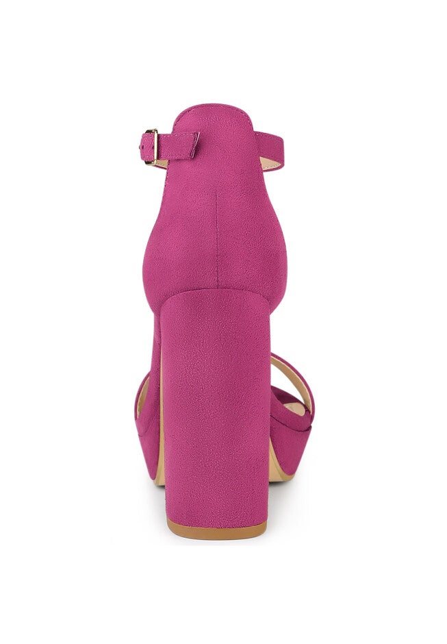 Platform Ankle Strap Chunky High Heel Sandals, Hot Pink / Deep Fuchsia, alternate image number 2