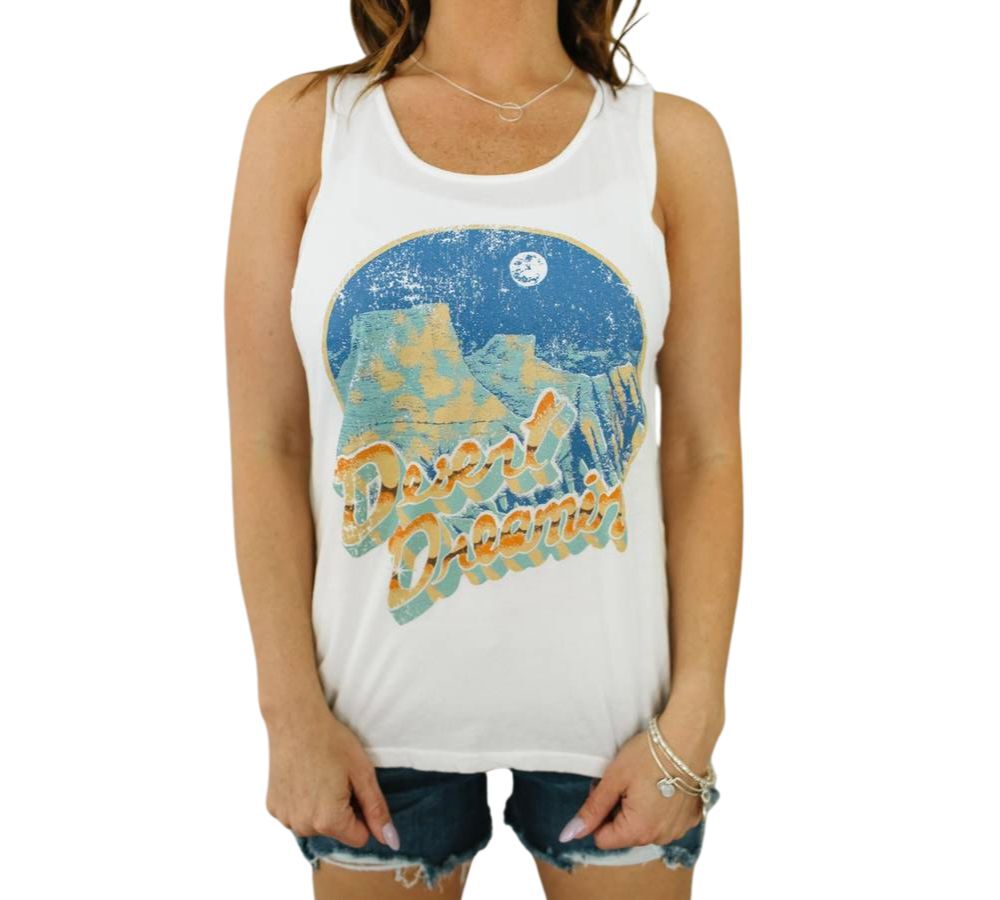 DESERT DREAMIN GRAPHIC TANK IN WHITE, White / White, hi-res image number 0