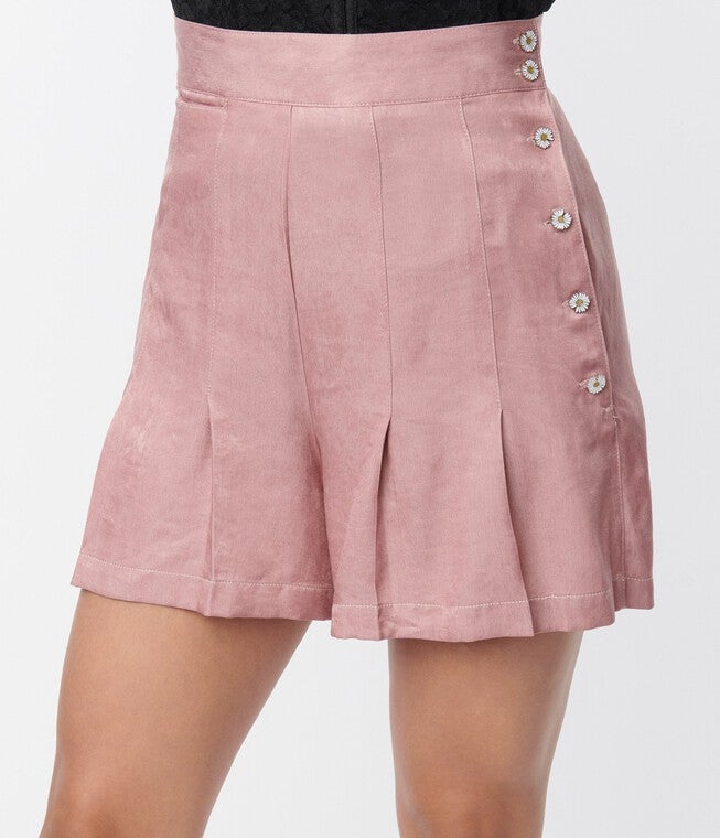 Unique Vintage Dusty Rose Chambray Joyce Shorts, Pink / Pink, alternate image number 4
