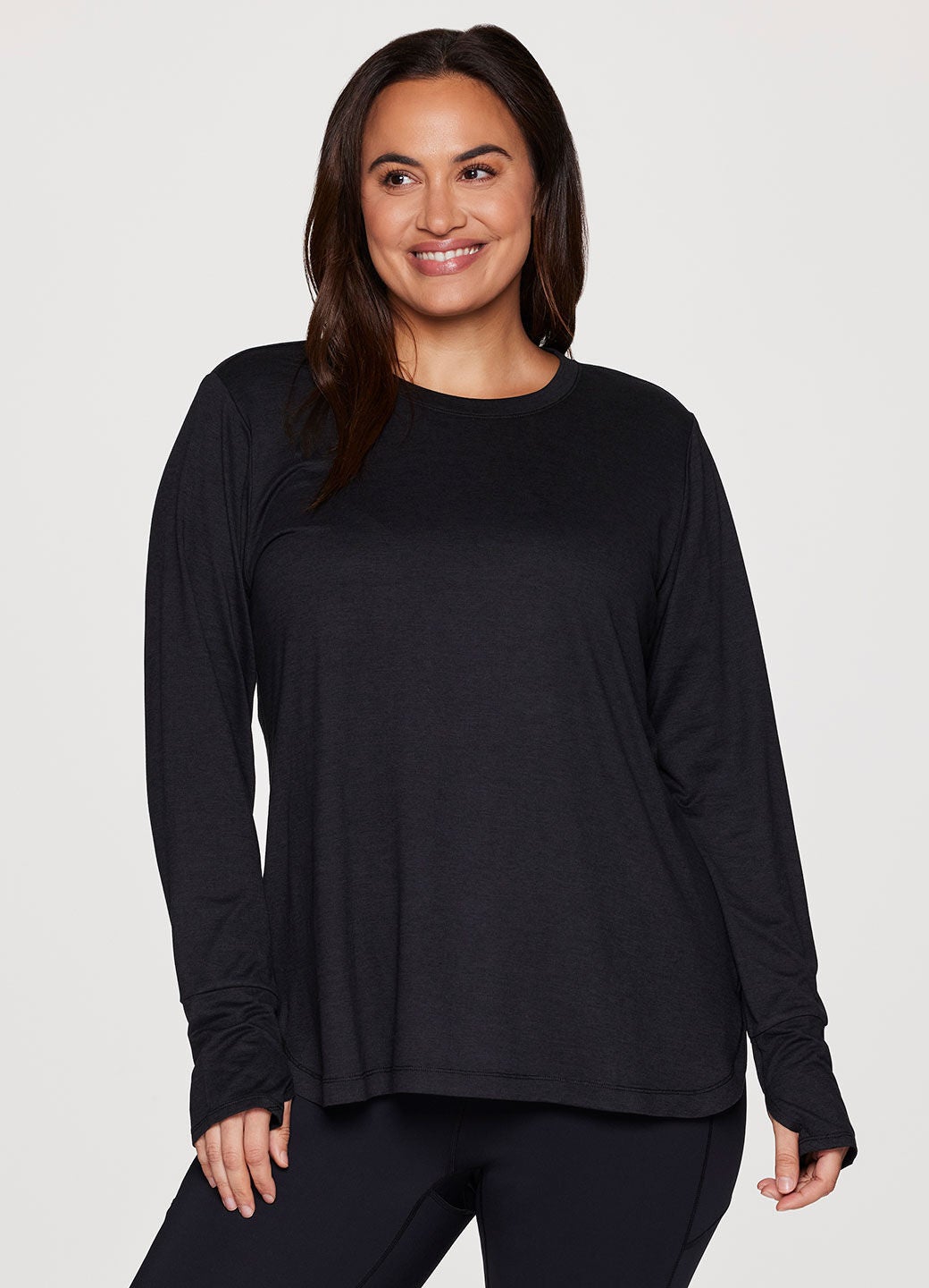 Studio Practice Long Sleeve Tunic Tee, Black Heather / Black, hi-res image number 0