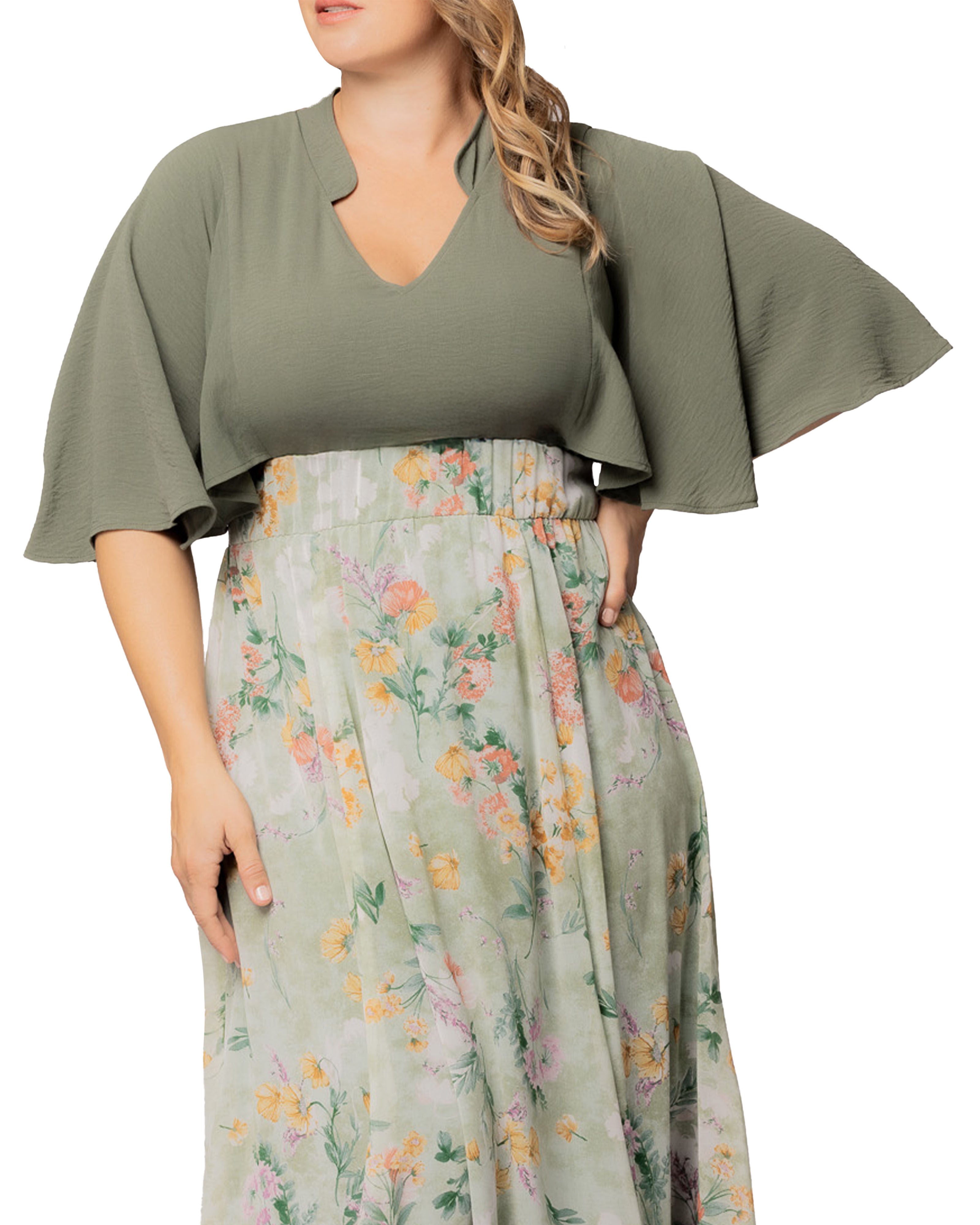 Avisa A-Line Evening Gown, SAGE FLORAL PRINT / Sage Green, alternate image number 2