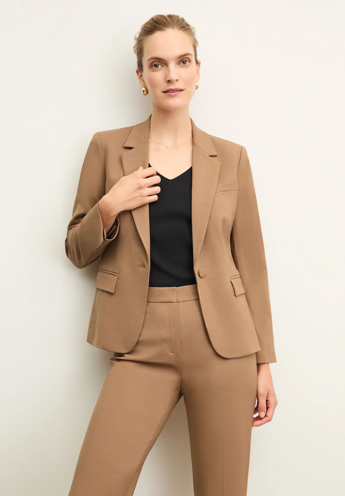 Yasmine Blazer - Wool Twill, Camel / Brown, hi-res image number 0