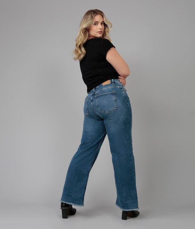 Women's Medium Wash High Rise Wide Leg Jeans, Dim Sky / Medium Wash, alternate image number 1