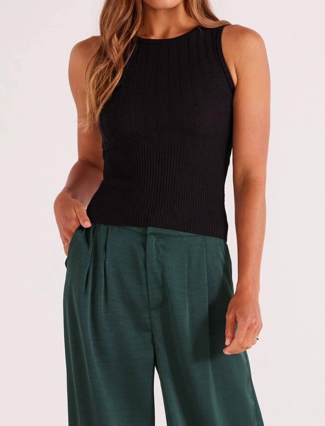 EVIE CUTOUT KNIT TANK IN BLACK, Black / Black, hi-res image number 0