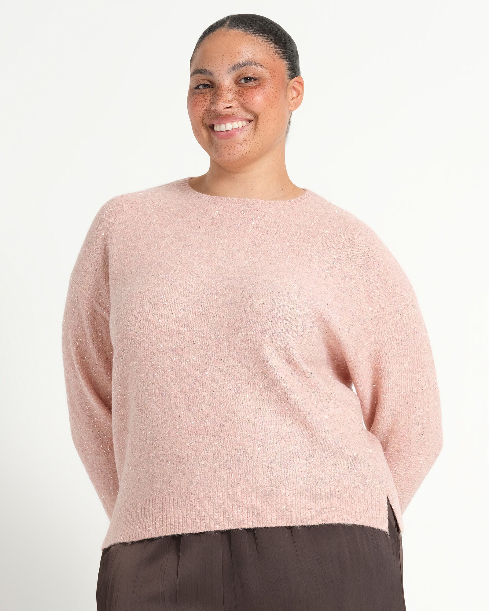 Night Crew Sparkle Knit, Blush Pink / Pink, alternate image number 4