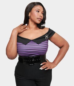 1950s Black & Purple Stripe Maraschino Top