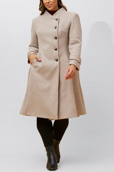 Harper Retro Flared Coat Side Buttons