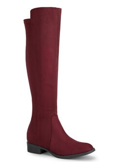 Round Toe Side Zip Chunky Heels Knee High Boots