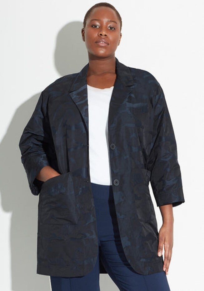 SEE ROSE GO DECONSTRUCTED BLAZER, Tonal Jacquard / Navy, alternate image number 1