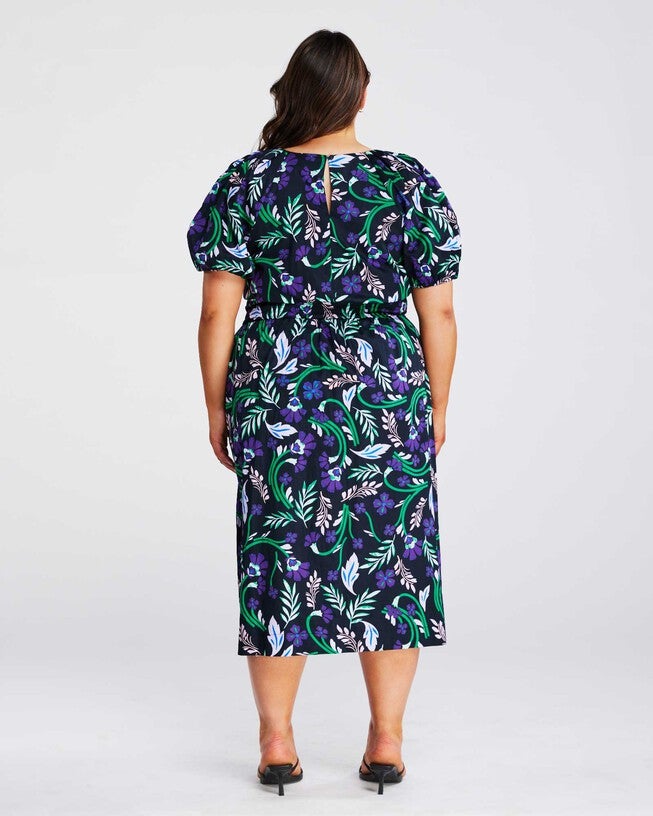 Ultraviolet Floral Dress, Print / Black, alternate image number null