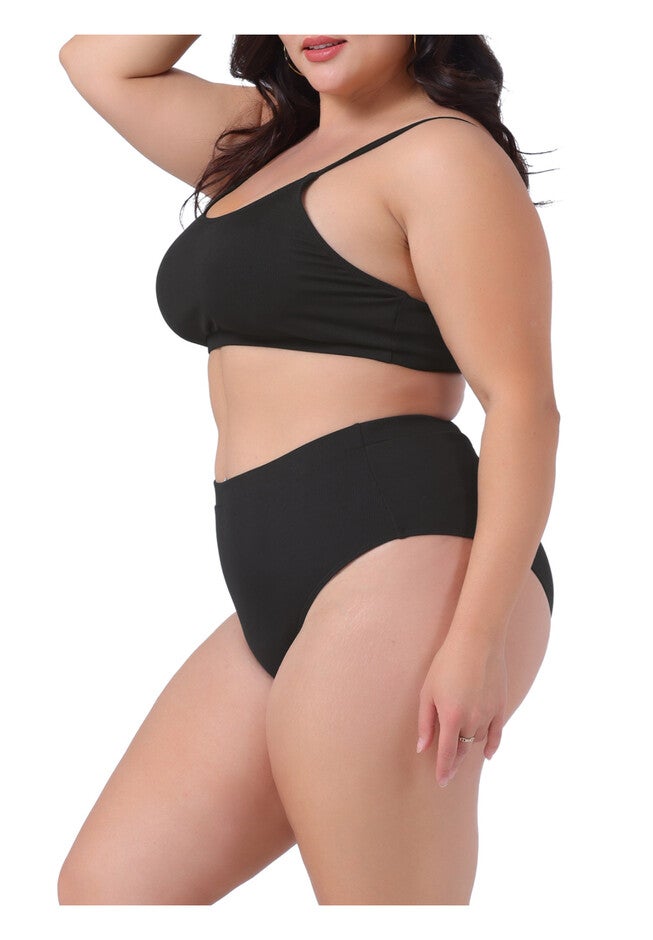 Two Piece Swimsuit Scoop Neck Bikini Bandeau, Black / Black, alternate image number null