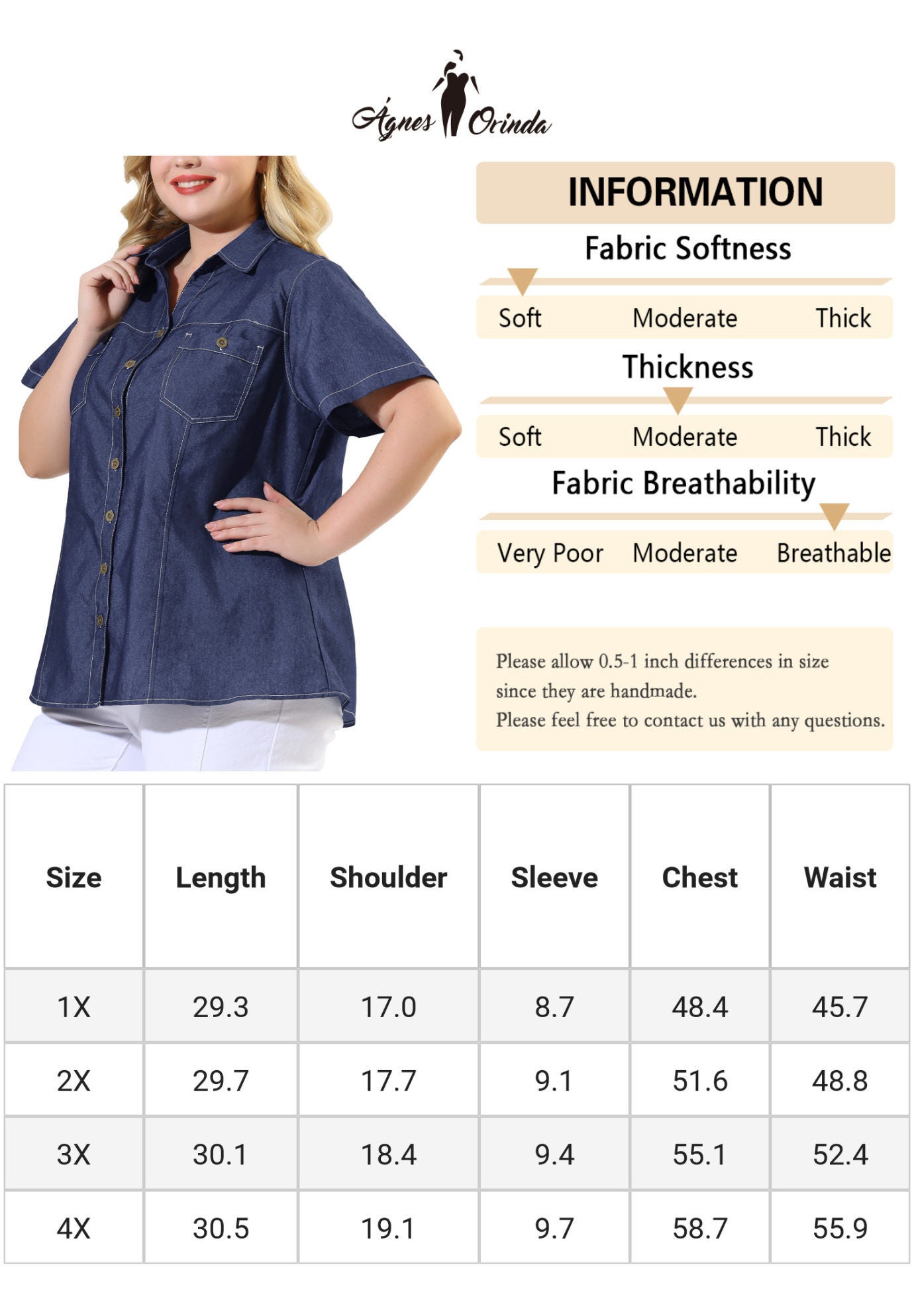 Short Sleeve Chambray Button Down Denim Shirt, Black Blue / Chambray Denim Medium, alternate image number 4