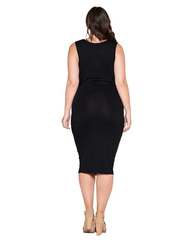 Kim Cowl Neck Midi Dress, Black / Black, alternate image number 3