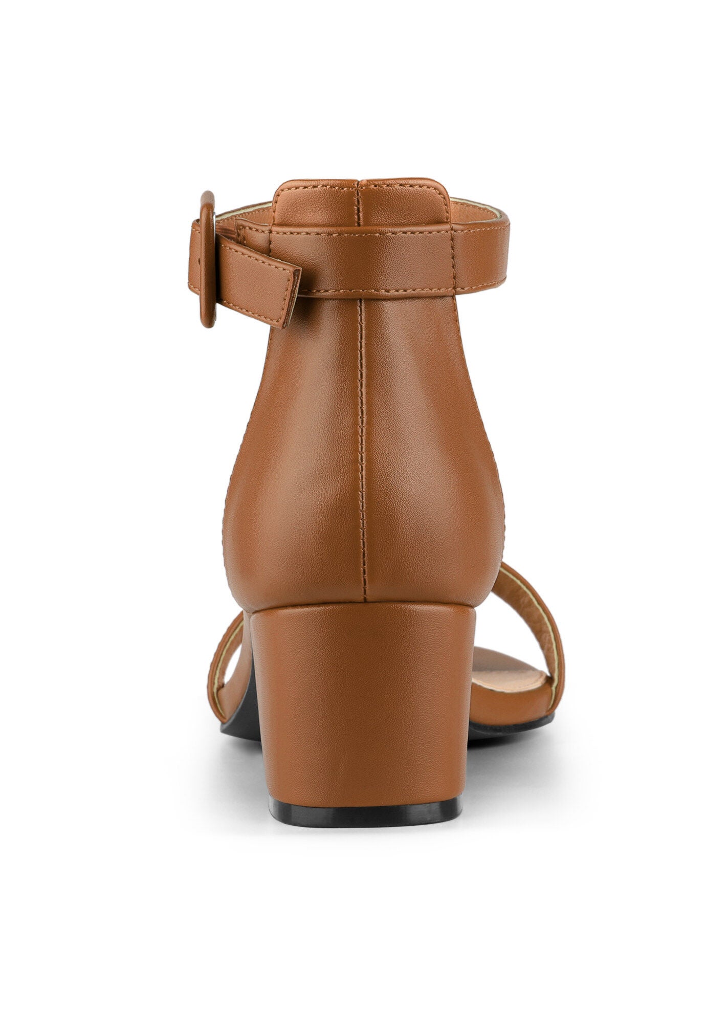 Open Toe Low Block Heel Ankle Strap Sandals, Brown / Brown, alternate image number 2