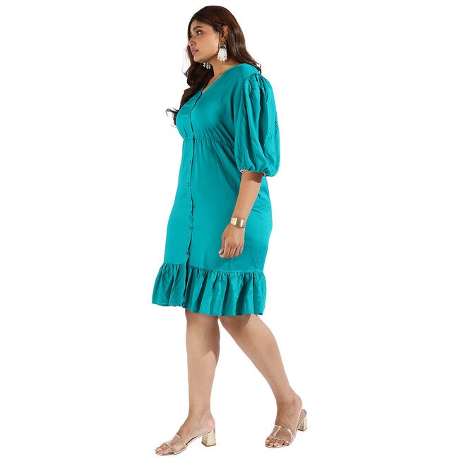 Teal Fit and Flare Dress, Teal / Teal, alternate image number null