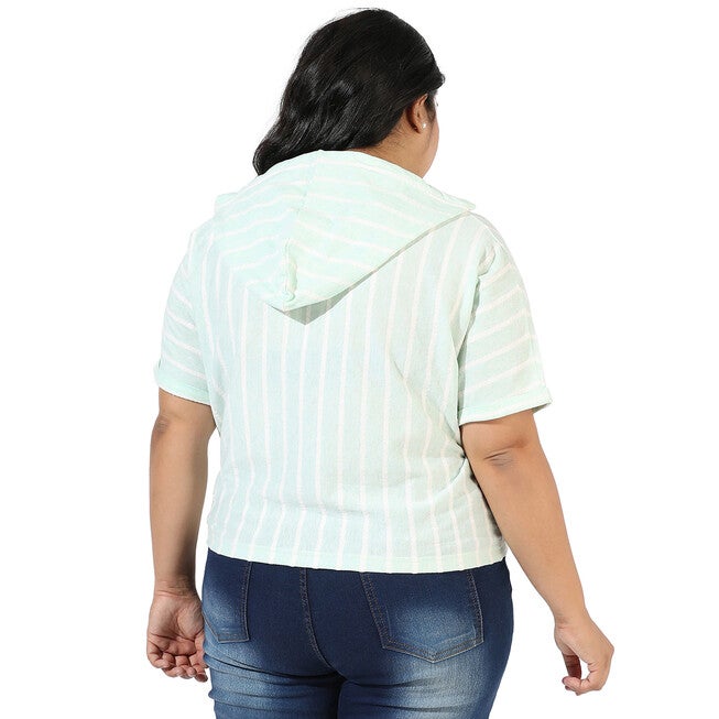 Mint Green Striped Crop Sweatshirt, Mint / Mint, alternate image number 1