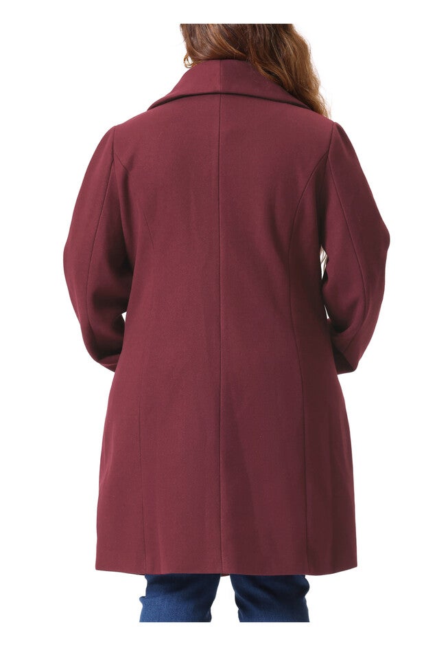 NOTCHED SHAWL COLLAR OUTERWEAR SINGLE BREASTED COAT, Burgundy / Red, alternate image number null