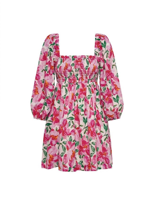 ANTONIA SHIRRED MINI DRESS IN PINK, Pink / Pink, alternate image number null