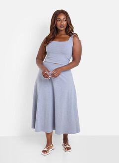 ESSENTIAL A-LINE MIDI SKIRT - GREY
