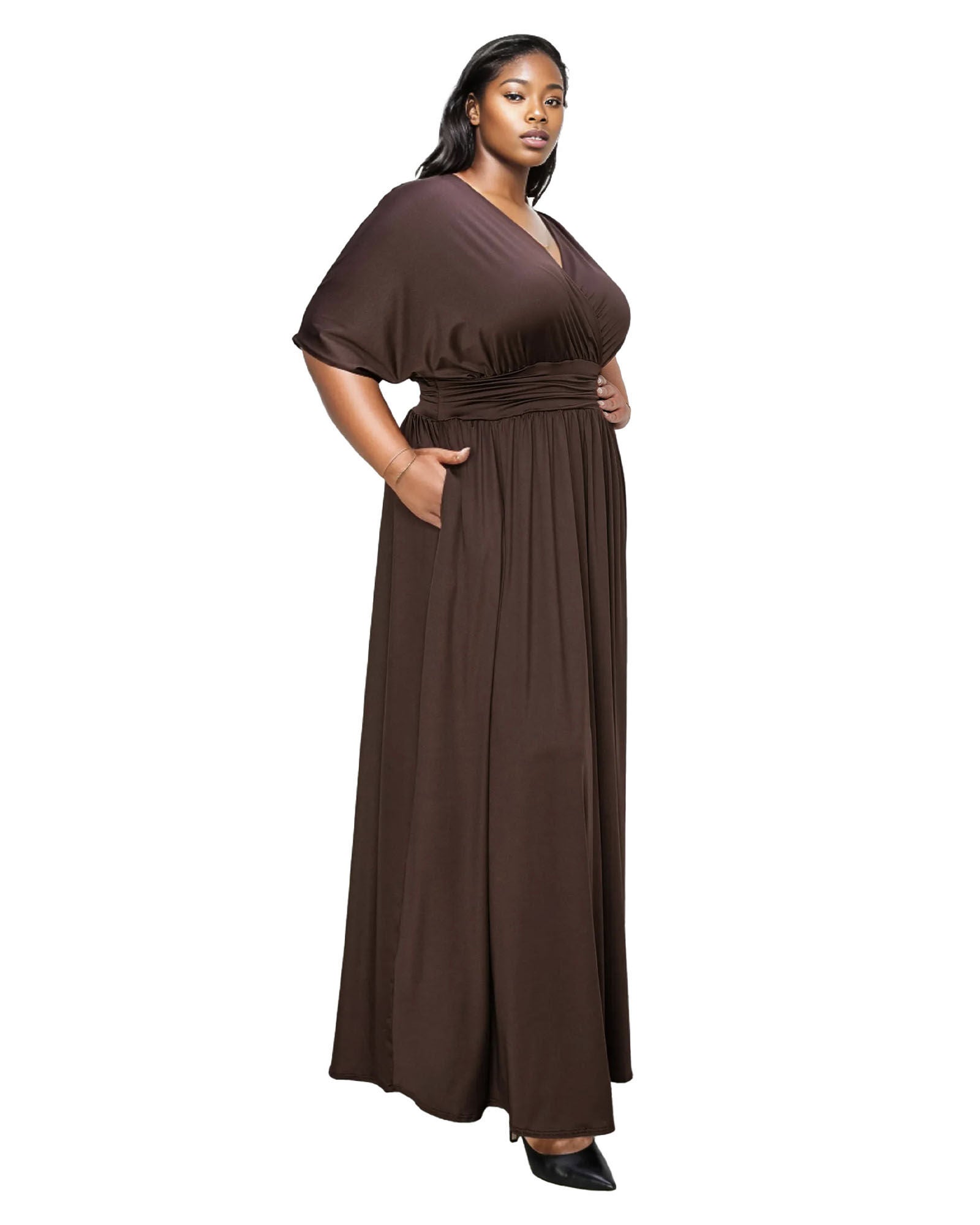 Raffi Pocket Empire Waist Maxi Dress, Brown / Brown, alternate image number 2