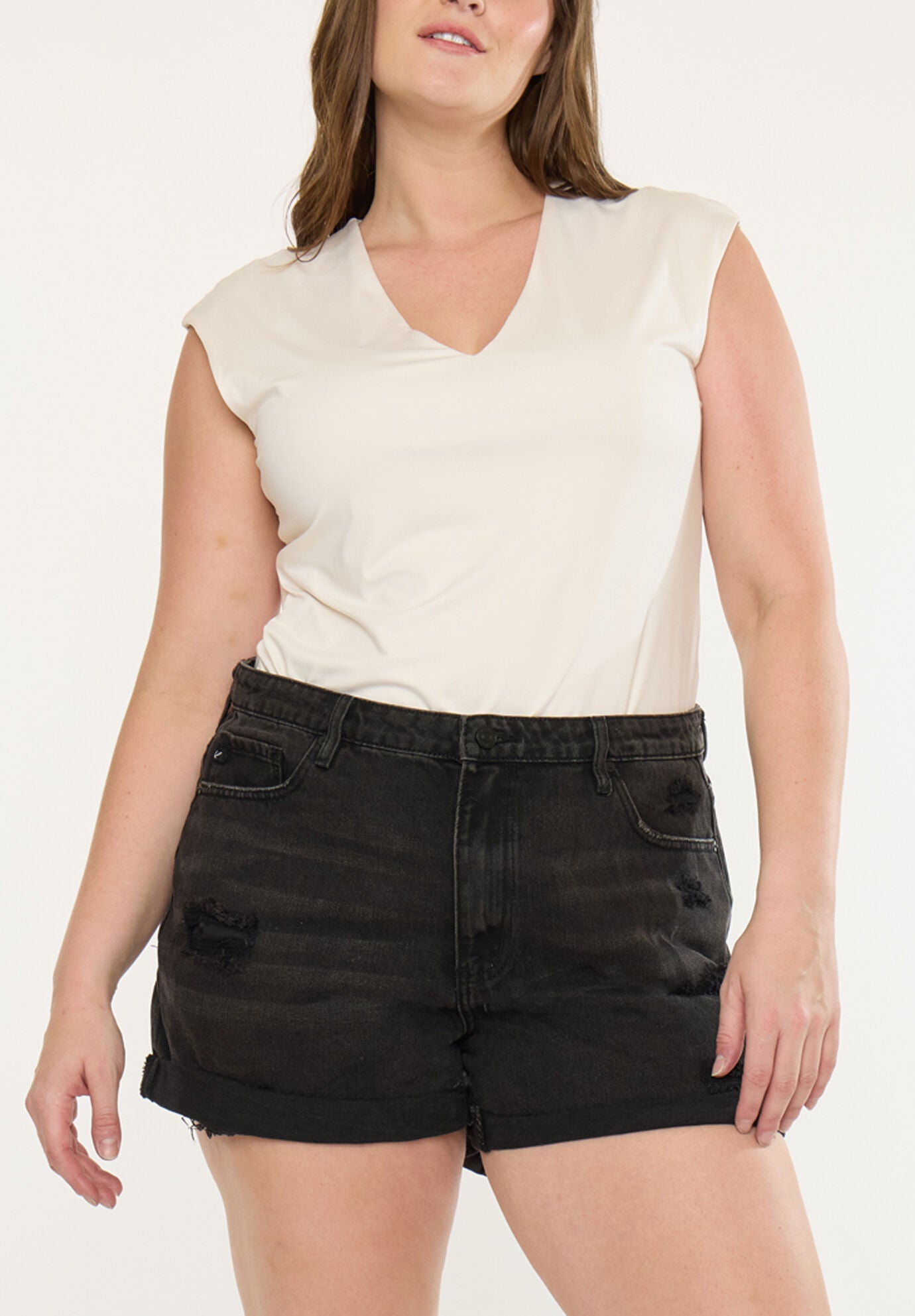 Monty Ultra High Rise Shorts (Plus Size), Black / Black, alternate image number 2